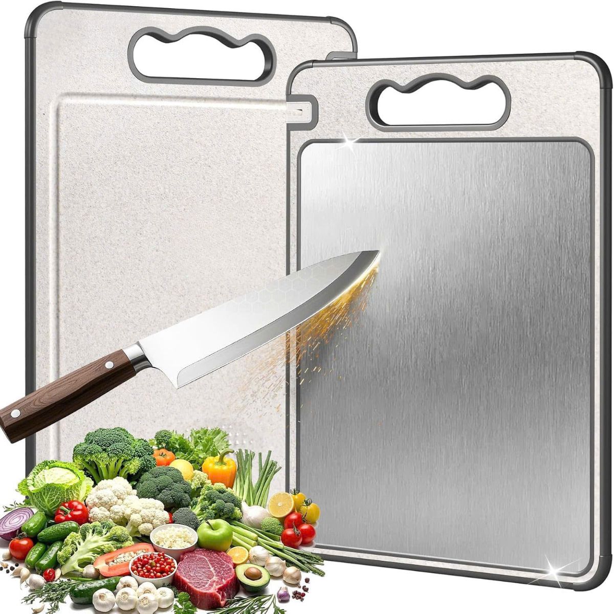 Thớt 2 Mặt Cao Cấp Mirai 25x36cm Inox 304 & Nhựa PP Kháng Khuẩn