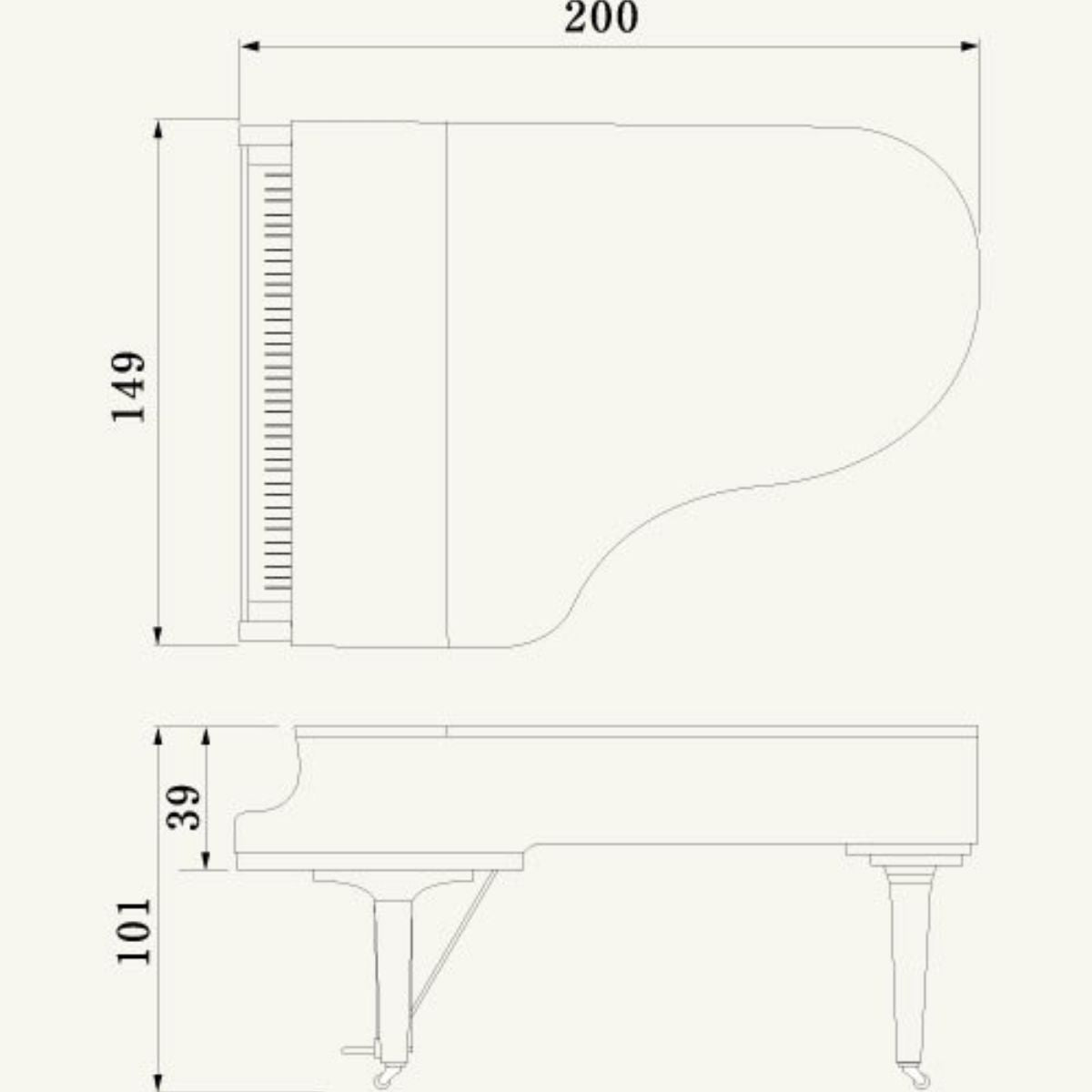 Kích Thước Đàn Piano Cơ Yamaha C5X PE | Grand Piano | Areca