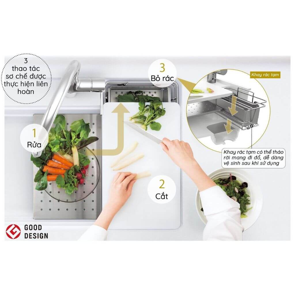 Chậu rửa bát 1 hố Nhật Bản Toyoura đa năng N760ZWDS