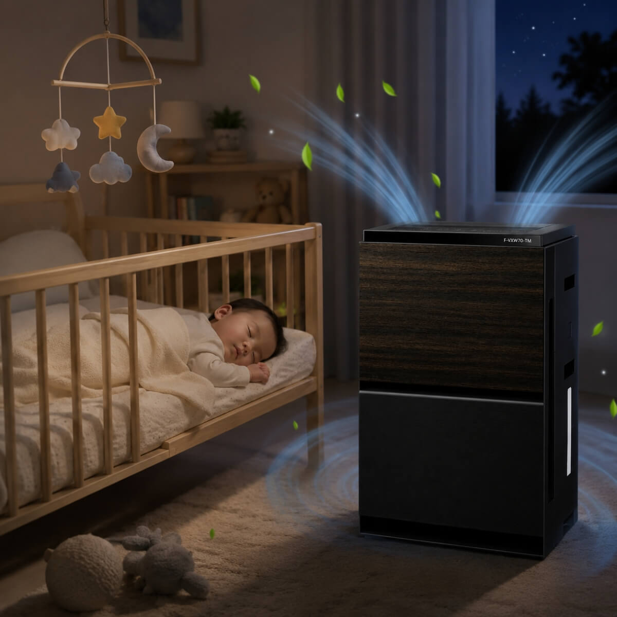 Máy lọc không khí tạo ẩm cho em bé Panasonic F-VXW70-TM nội địa Nhật 