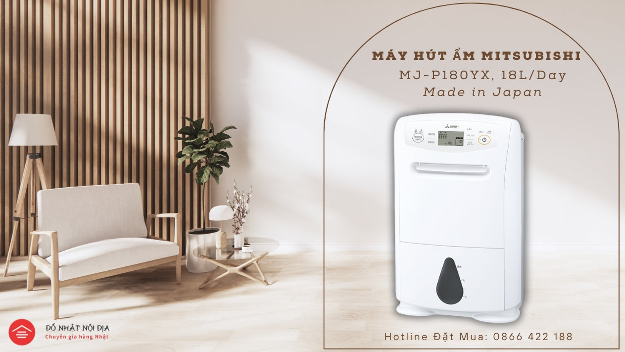 Máy hút ẩm Mitsubishi MJ-P180YX-W | Made in Japan cho phòng <75m²