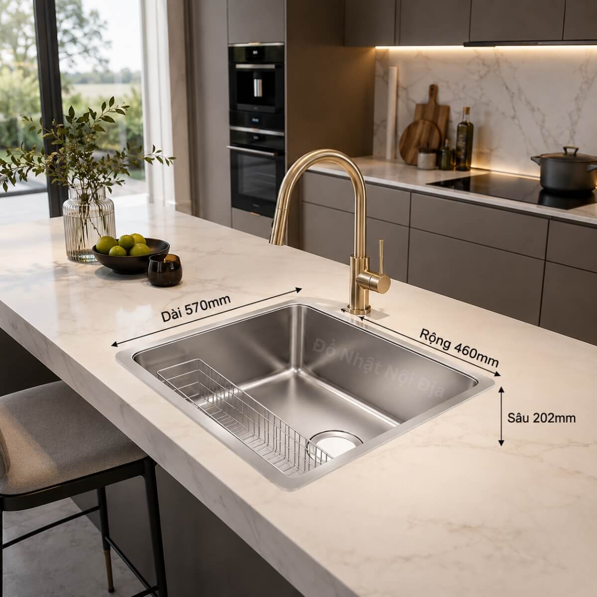 Chậu Rửa Bát Shigeru LE JSS-K FS Chậu Cho Bàn Đảo - Chính Hãng