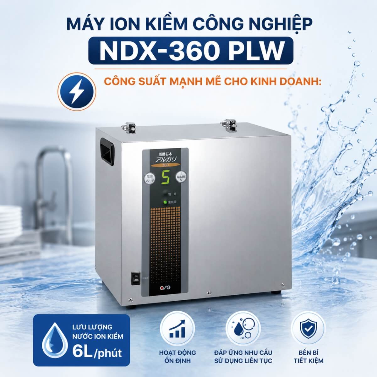 Hiệu suất 6L phút nước ion kiềm của máy ion kiềm công nghiệp OSG NDX-360 PLW