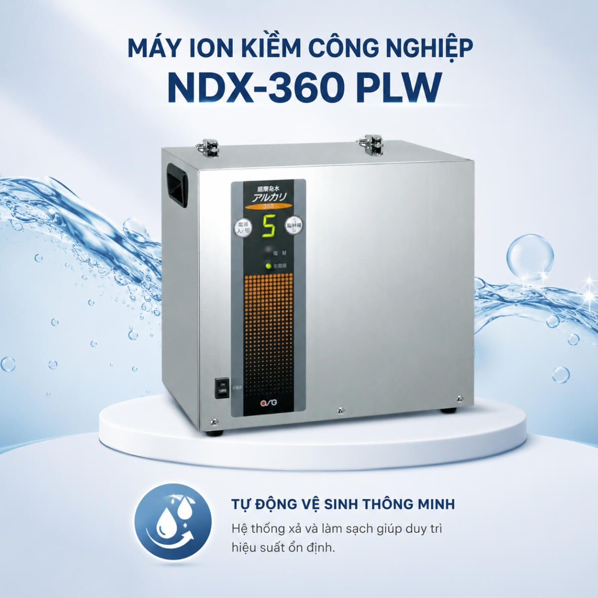 Hệ thống tự động vệ sinh thông minh trên máy ion kiềm công nghiệp OSG NDX-360 PLW
