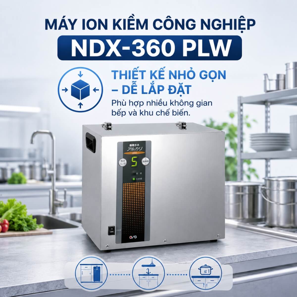 Thiết kế nhỏ gọn của máy ion kiềm công nghiệp OSG NDX-360 PLW
