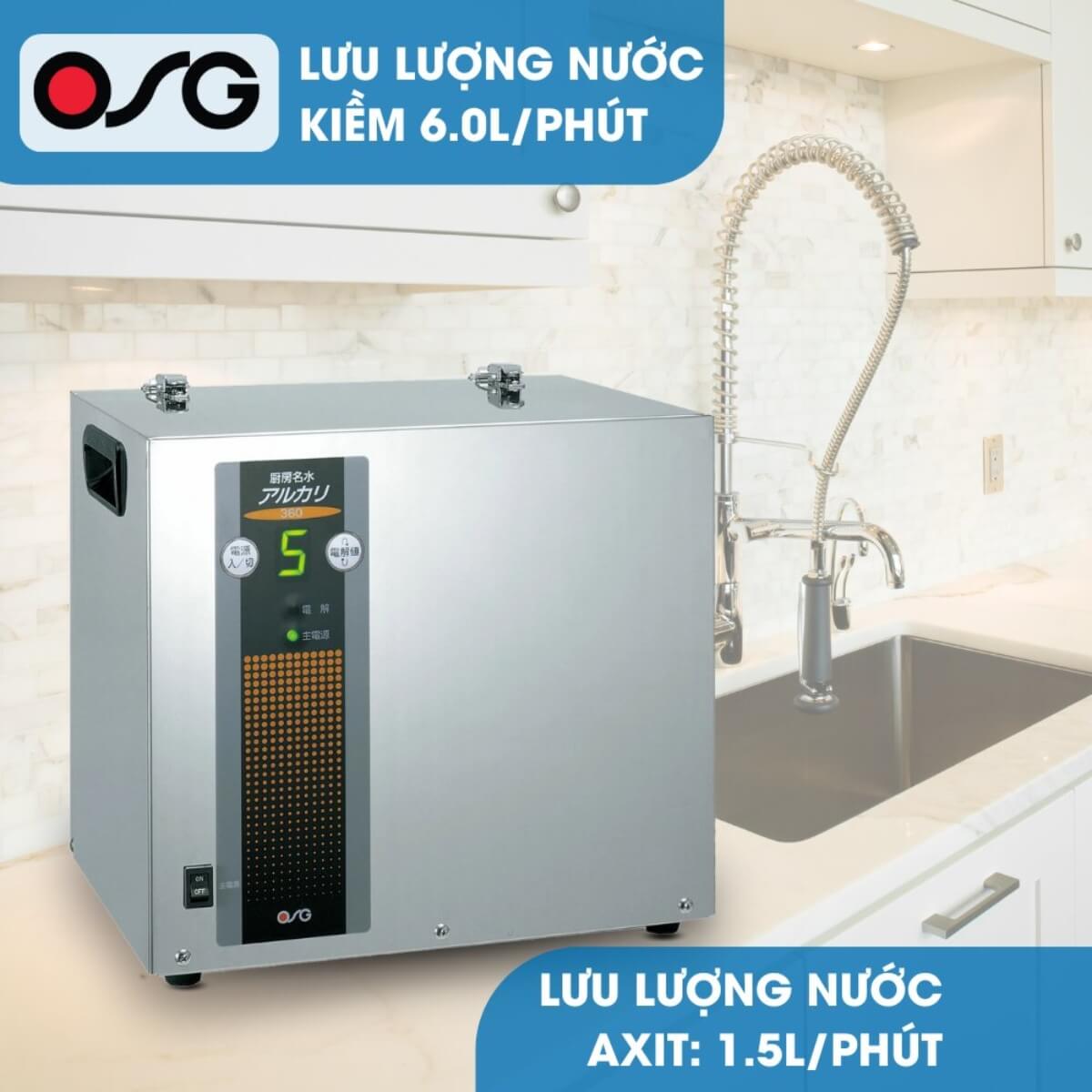 Máy Ion Kiềm Công Nghiệp OSG NDX-360 PLW Cho Nhà Hàng, Khách Sạn
