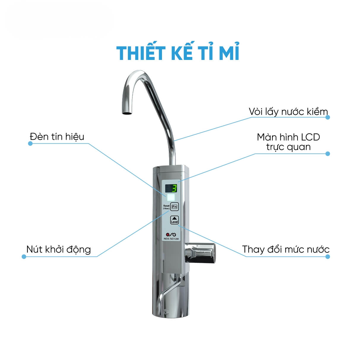 Máy Lọc Nước Ion Kiềm OSG NDX-501LM Sept Giàu Hydrogen, 7 Điện Cực