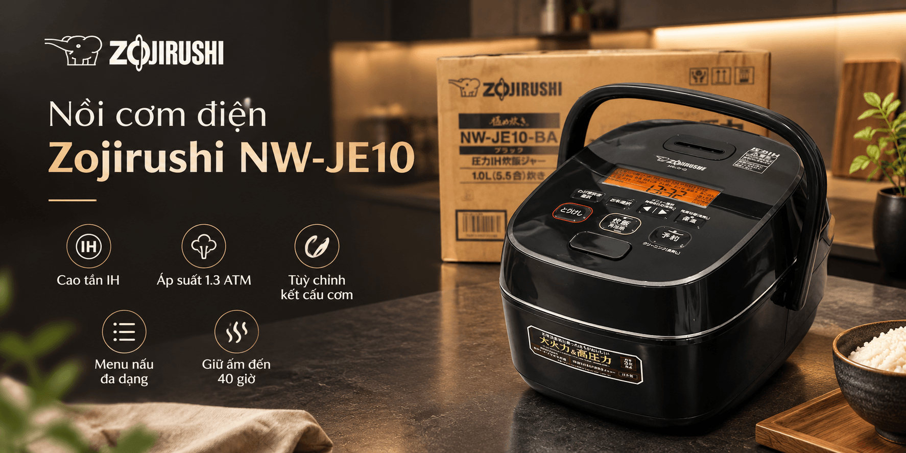 Nồi cơm Zojirushi NW-JE10 Cao Tần – Áp Suất
