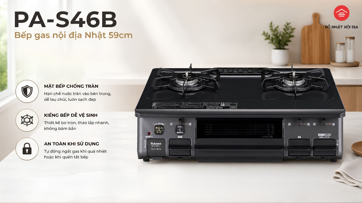 Bếp gas Nhật Nội Địa Paloma PA-S46B Có Lò Nướng