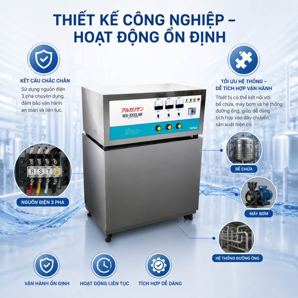 Máy ion kiềm công nghiệp NDX-3000LMW Chính Hãng Nhật Bản