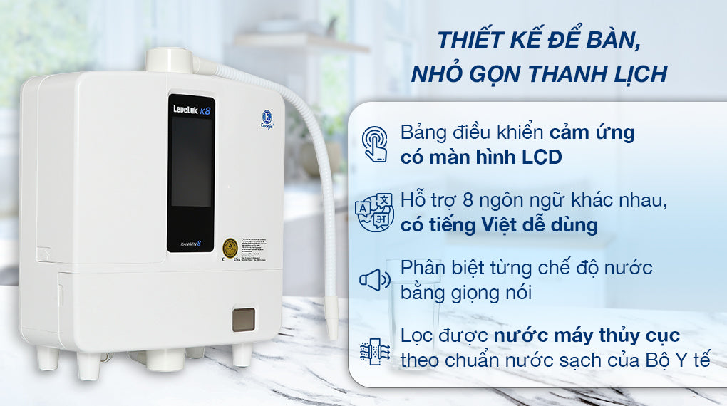 Máy lọc nước ion kiềm để bàn leveluk K8