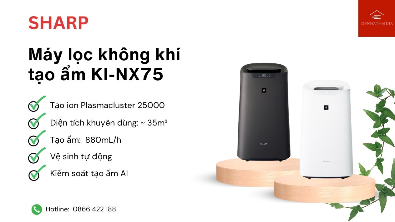 Máy lọc không khí tạo ẩm Nhật nội địa Sharp KI-NX75 | Đồ Nhật Nội Địa