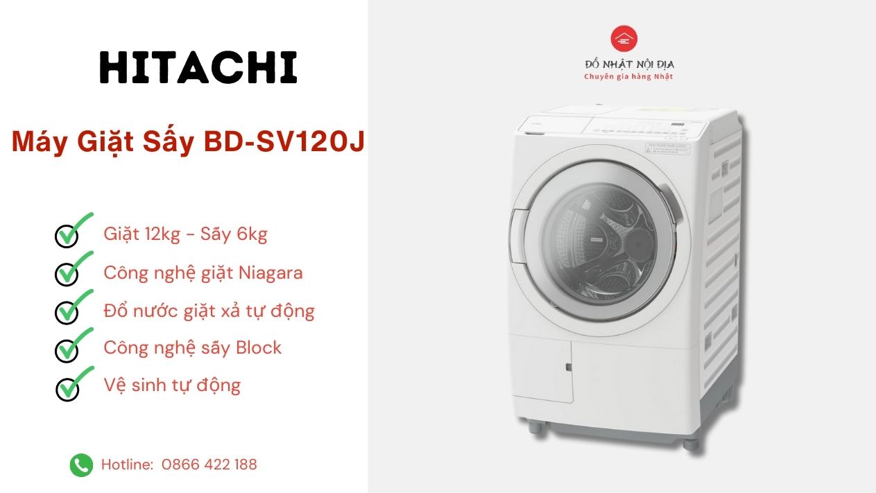 Máy Giặt Sấy Hitachi BD-SV120J | Đồ Nhật Nội Địa