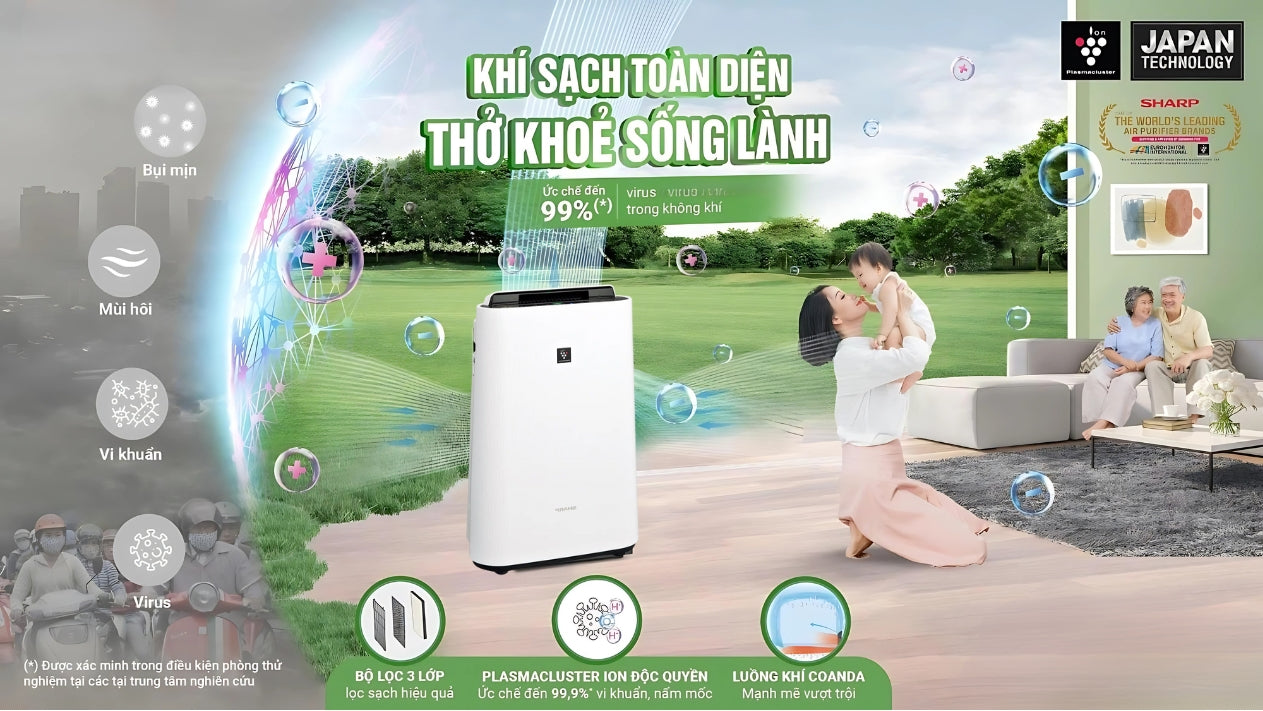 Công Nghệ Plasmacluster ion |Máy Lọc Không Khí Bù Ẩm Sharp