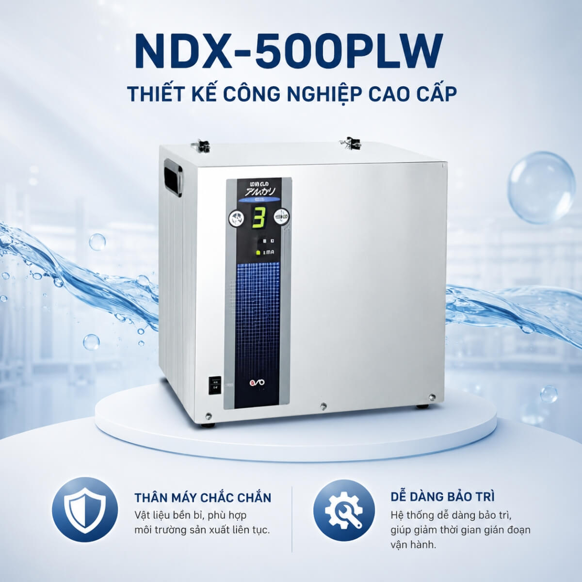 Máy ion kiềm công nghiệp OSG NDX-500PLW công suất lớn cung cấp nước ion kiềm ổn định cho nhà máy và cơ sở sản xuất