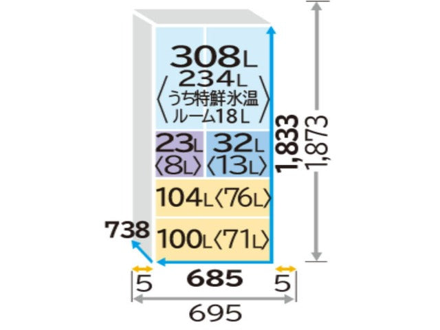 Tủ lạnh Hitachi R-KX57N-X